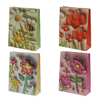 Пакет подарочный L (бумага 210г/м2, блок микс 12шт), L31 W12 H40 см, 4в. оптом