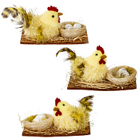 Фигурка декоративная "Курица" (блок 6шт), L11 W5 H6 см, 3в. оптом