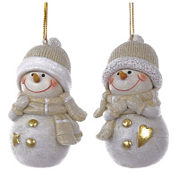 Фигурка декоративная подвесная "Снеговик", L5 W4,5 H8,5 см, 2в. оптом
