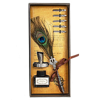 Набор подарочный: ручка перьевая, 5 наконечников, чернильница, держатель, L11 W4,5 H25,5 см оптом