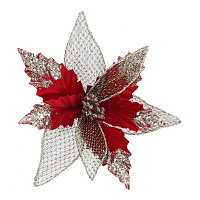 Цветок искусственный "Пуансеттия" (на клипсе), L25 W25 H7,5 см оптом