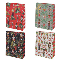 Пакет подарочный L (бумага 210г/м2, блок 12шт), L30 W12 H40 см, 4в. оптом