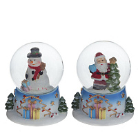 Фигурка декор в стекл шаре "Дед Мороз/Снеговик", D 4,5 см, L5 W5 H6 см, 2в. оптом