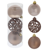 Набор из 3шт Украшение новогоднее Шар "Вензель шоколадный", D 8 см, L8 W8 H24 см оптом