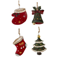 Изделие декоративное подвесное "Колокольчик/Елка/Носок/Варежка", L4 W1 H5,5 см, 4в. оптом