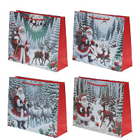 Пакет подарочный (бумага 210г/м2, блок 12шт), L23 W10 H18 см, 4в. оптом