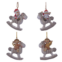 Фигурка декоративная подвесная "Ангел/Дед Мороз", L5,5 W2,5 H6 см, 4в. оптом