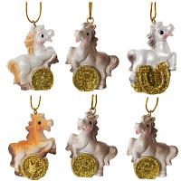 Фигурка декоративная подвесная "Лошадка", L3 W1,5 H4 см, 6в. оптом