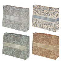 Пакет подарочный (бумага 210г/м2, блок микс 12шт), L32 W10 H26 см, 4в. оптом