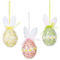 Набор из 3-х Изделий декоративных подвесных "Яйцо", L6 W6 H11 см оптом