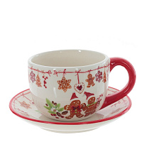 Чашка с блюдцем "Пряничное настроение", 400 мл, L16 W16 H8,5 см оптом