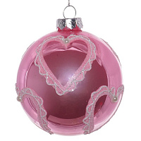 Украшение новогоднее Шар "Розовое сердце", D 8 см, L8 W8 H8 см оптом