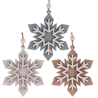 Украшение новогоднее "Снежинка", L8 W1 H10,5 см, 3в. оптом