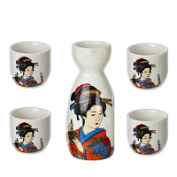 Набор для саке: графин 140 мл и 4 стакана 35 мл, L18,5 W7 H15 см оптом