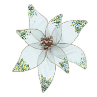 Цветок искусственный "Пуансеттия" (на клипсе), L18 W18 H7 см оптом