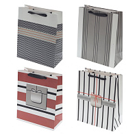 Пакет подарочный M (бумага 230г/м2, блок микс 12шт), L29 W12 H32 см, 4в. оптом