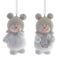 Изделие декоративное подвесное "Снеговик", L6 W4,5 H10 см, 2в. оптом