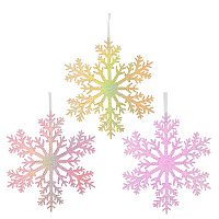 Украшение новогоднее "Снежинка", L21 W0,1 H21 см, 3в. оптом