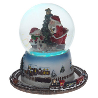Фигурка декор в стекл шаре "Дед Мороз" (муз с ключ, подсветка), D 10 см, L15,5 W15,5 H15,5 см оптом