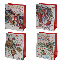 Пакет подарочный S (бумага 210г/м2, блок 12шт), L18 W10 H23 см, 4в. оптом