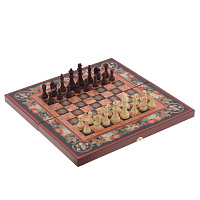 Игра настольная 3 в 1 (шахматы, шашки, нарды) "Цветы", L50 W25 H6 см оптом