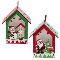 Изделие декоративное подвесное "Домик" с подсветкой, L8 W6,5 H10 см, 2в. оптом