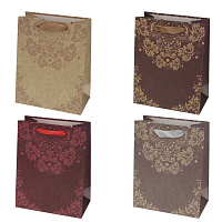 Пакет подарочный (бумага 230г/м2, блок микс 12шт), L18 W8 H23 см, 4в. оптом