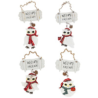 Изделие декоративное подвесное "Сова", L10 W0,5 H20 см, 4в. оптом