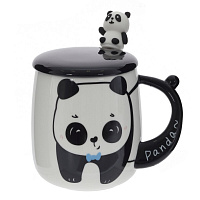 Кружка с крышкой и ложкой, 400 мл, L12 W9 H13 см оптом