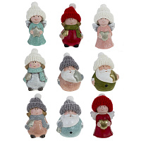 Фигурка декоративная "Дед Мороз/Ребенок/Ангел" (блок 24шт), L4,5 W3 H8 см, 9в. оптом