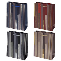 Пакет подарочный (бумага 210г/м2, блок микс 12шт), L18 W8 H23/23 см, 4в. оптом