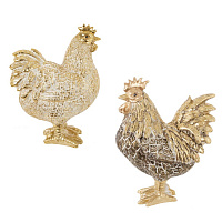 Фигурка декоративная "Петух/Курица", L7 W13 H16 см, 2в. оптом