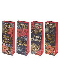 Пакет подарочный для бутылок (бумага 210г/м2, блок 12шт), L12,5 W8,5 H36 см, 4в. оптом