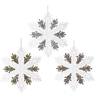 Изделие декоративное подвесное "Снежинка", L26 W0,5 H30 см, 3в. оптом