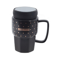 Кружка с крышкой, 450 мл, L11,5 W8 H13,5 см, оптом
