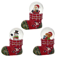 Фигурка декор в стекл шаре "Дед Мороз/Снеговик/Мишка", D4,5 см, L8 W5 H8 см, 3в. оптом
