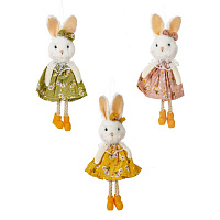 Изделие декоративное подвесное "Зайка" (блок 6шт), L4 W3 H15 см, 3в. оптом