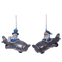 Фигурка декоративная подвесная "Снеговик/Дед Мороз",  L10 W8,5 H7 см, 2в. оптом