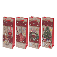 Пакет подарочный для бутылок (бумага 210г/м2, блок 12шт), L12,5 W8 H36 см, 4в. оптом