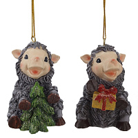 Фигурка декоративная подвесная "Овечка", L5 W4,5 H6,5, 2в. оптом