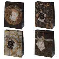 Пакет подарочный S (бумага 210г/м2, блок микс 12шт), L17,5 W9 H24 см, 4в. оптом