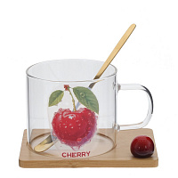 Кружка с ложкой на подставке, 290 мл, L12 W9 H7,5 см оптом