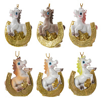 Фигурка декоративная  подвесная "Лошадка", L5 W3 H7,5 см, 6в. оптом