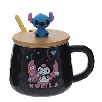 Кружка с крышкой и ложкой, 230 мл, L12 W9 H10,5 см оптом