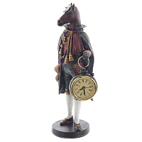 Фигурка декоративная "Лошадь" с часами D4см, (LR44x1), L12 W7,5 H24,5 см оптом