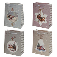 Пакет подарочный S (бумага 210г/м2, блок 12шт), L18 W10 H23 см, 4в. оптом