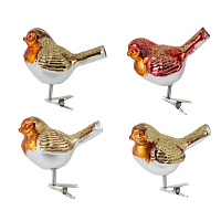 Украшение новогоднее на прищепке "Птичка", L8 W5 H8 см, 4в. оптом