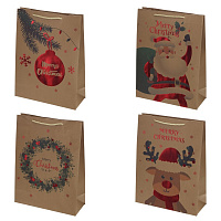 Пакет подарочный L (бумага 210г/м2, блок 12шт), L30 W12 H40 см, 4в. оптом