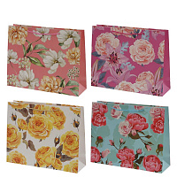 Пакет подарочный L (бумага 210г/м2, блок микс 12шт), L38,5 W11 H30 см, 4в. оптом