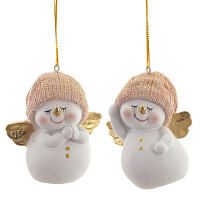 Фигурка декоративная подвесная "Снеговик",   L5,5 W4,5 H7,5 см, 2в. оптом